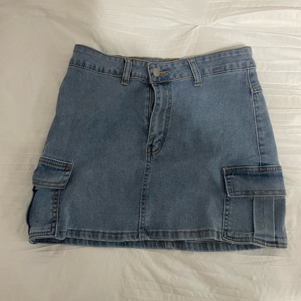 SHEIN Denim Cargo Mini Skirt